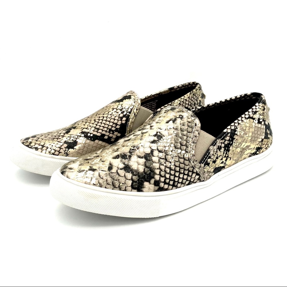 Steve Madden Beige Snake Print Slip-On Sneakers